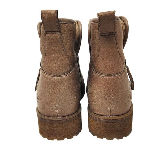 Ugg Shoes Womens 9 Boots Lavelle Camel Leather Shearling Ankle Zip - Picture 6 of 10